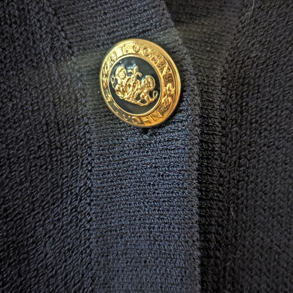 Vintage St John Navy Santana Knit Blazer Gold Button Quiet Luxury - Picture 4 of 4